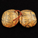 Drilled Rare Natural Utah Black Feather Jasper Earring Cabochon Cab Pair Freeform Matched Bead Pair American Jasper