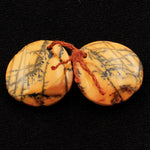 Drilled Rare Natural Utah Black Feather Jasper Earring Cabochon Cab Pair Freeform Matched Bead Pair American Jasper