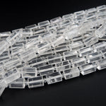 Natural Rock Crystal Quartz Beads Faceted Tube Cut 14mm Nugget Prestine White Beads 16" Strand