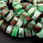 Huge Phenomenal Faceted Natural Australian Chrysoprase Beads Center Drilled Rondelle Wheel Saucer Hand Cut Graduated Nuggets 16" Strand