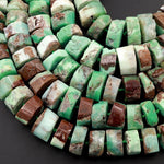 Huge Phenomenal Faceted Natural Australian Chrysoprase Beads Center Drilled Rondelle Wheel Saucer Hand Cut Graduated Nuggets 16" Strand