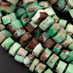 Huge Phenomenal Faceted Natural Australian Chrysoprase Beads Center Drilled Rondelle Wheel Saucer Hand Cut Graduated Nuggets 16" Strand