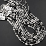 Black Rutilated Quartz Barrel Drum Cylinder Beads 9mm 10mm 16mm Natural Black Tourmaline Rutile in Clear Crystal Quartz Gemstone 16" Strand