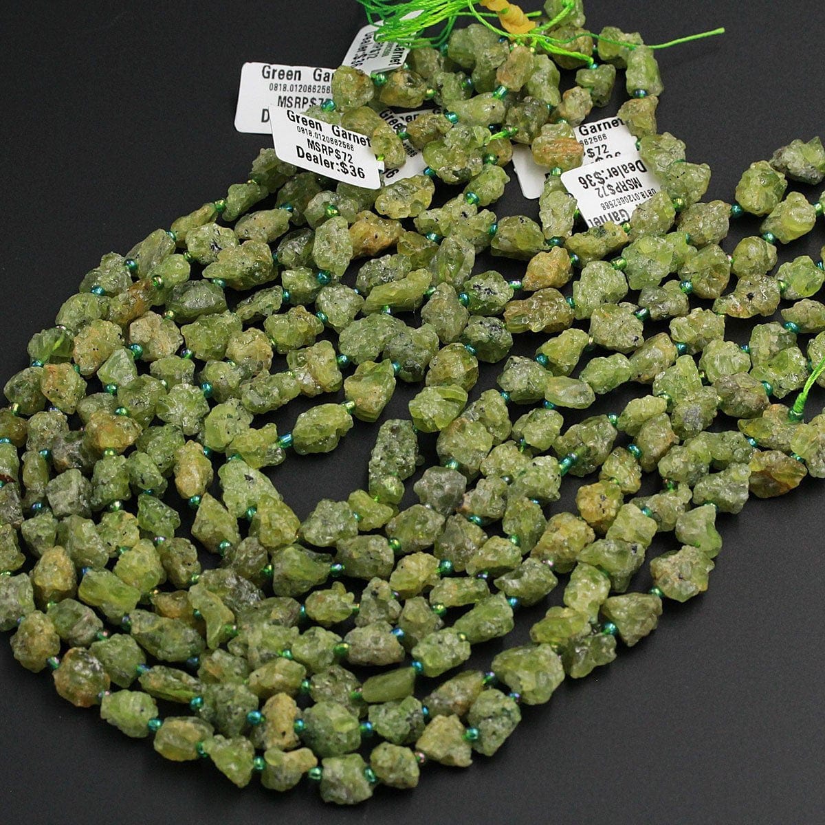 Raw Rough Natural Green Garnet Nugget Freeform Chunky Chip Real