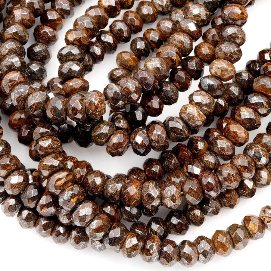 Natural Bronzite Beads Faceted 6mm 8mm Rondelles High Quality A Grade 16" Strand