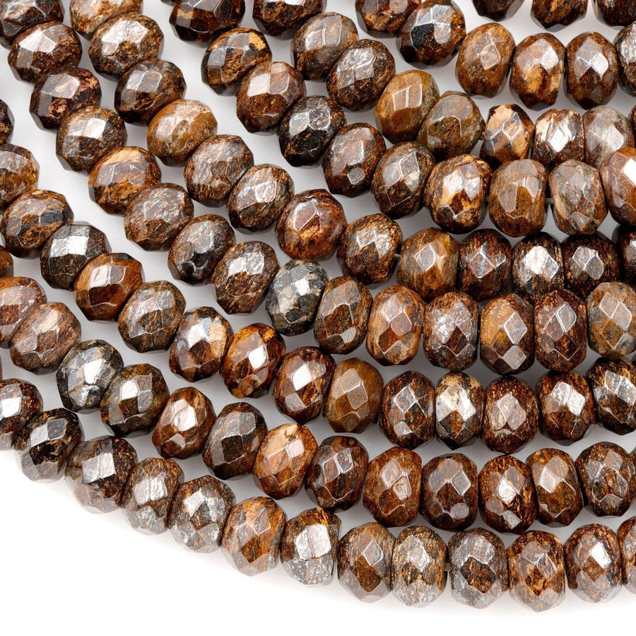 Natural Bronzite Beads Faceted 6mm 8mm Rondelles High Quality A Grade 16" Strand