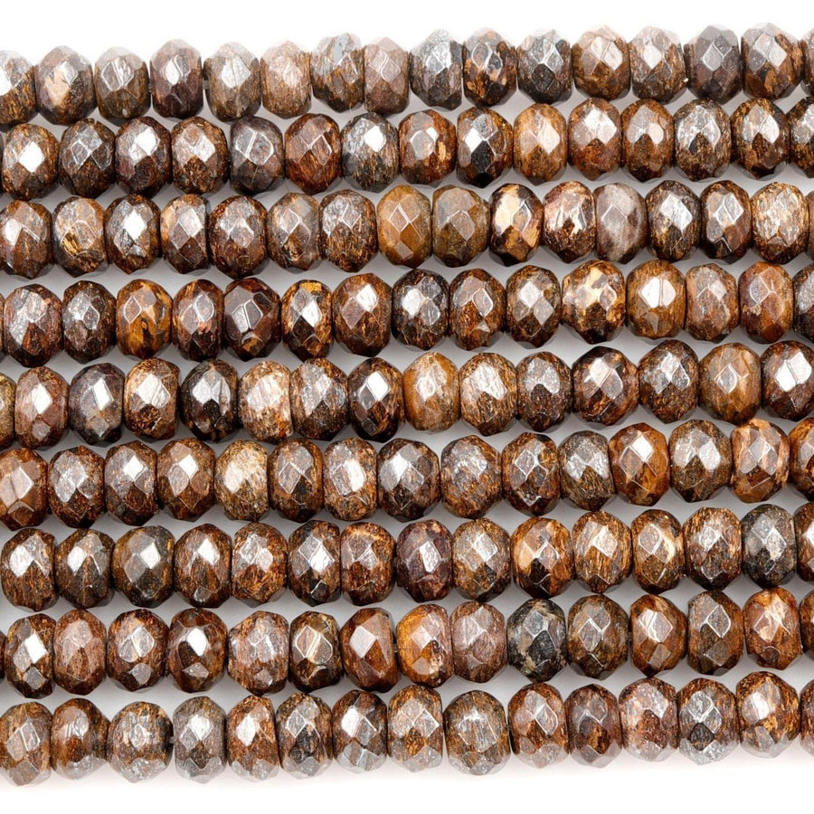 Natural Bronzite Beads Faceted 6mm 8mm Rondelles High Quality A Grade 16" Strand