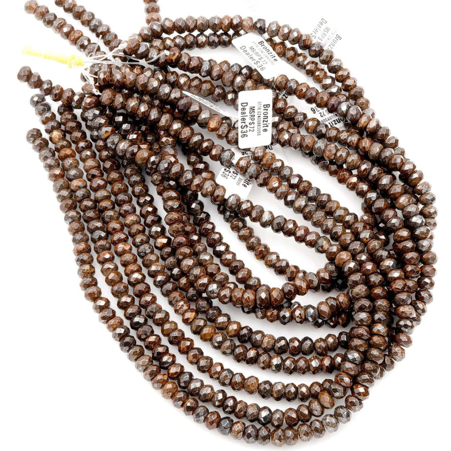 Natural Bronzite Beads Faceted 6mm 8mm Rondelles High Quality A Grade 16" Strand