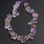 Natural Ametrine Teardrop Top Side Drilled Druzy Raw Rough Beads Purple Amethyst Golden Citrine  Freeform Teardrop Gemstone Beads 16" Strand