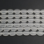 Matte Rock Crystal Quartz Beads Oval Smooth Flat Beads Natural Clear White Crystal Bead Good for Earrings 16" Strand