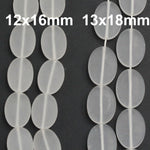 Matte Rock Crystal Quartz Beads Oval Smooth Flat Beads Natural Clear White Crystal Bead Good for Earrings 16" Strand