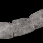 Rough Raw Matte Natural Rock Crystal Quartz Druzy Beads Hand Hammered Fan Shaped Nugget Wide Trapezoid Rectangle 18" Strand