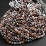 Lantern Faceted Natural Botswana Agate 10mm Round Beads Sparkling Dazzling Facets Superior A Grade Good For Earring Pair Beads 16" Strand