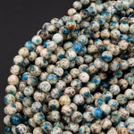 AA Rare K2 Beads 6mm 8mm 10mm Round Beads Natural Blue Azurite in Quartz Granite Real Genuine K2 Beads from Pakistan Afghanistan 16" Strand