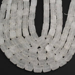 Pristine Icy White Natural Rock Quartz Druzy Beads Drusy Beads 8mm 12mm Rectangle Drilled Crystal Beads Perfect for Earrings 16" Full Strand