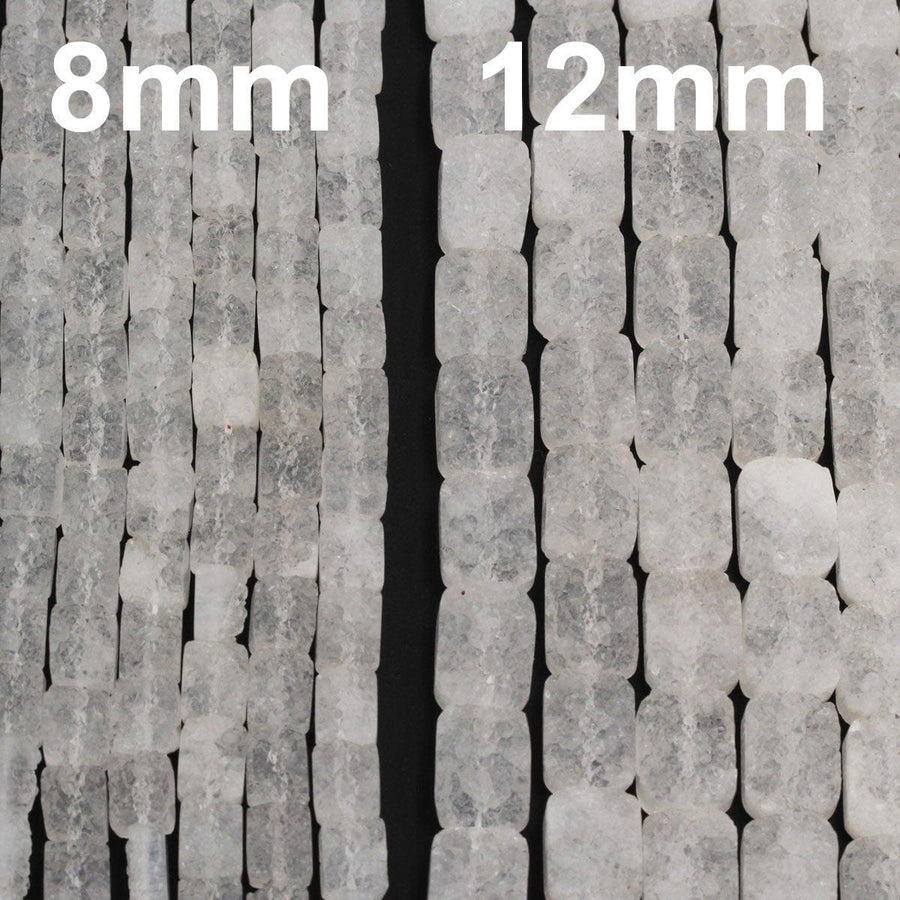 Pristine Icy White Natural Rock Quartz Druzy Beads Drusy Beads 8mm 12mm Rectangle Drilled Crystal Beads Perfect for Earrings 16" Full Strand