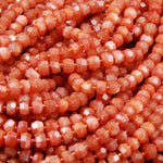 AAA Natural Sunstone Faceted Rondelle Beads 6mm 7mm 8mm 9mm 10mm Faceted Rondelle Nugget Beads 16" Strand