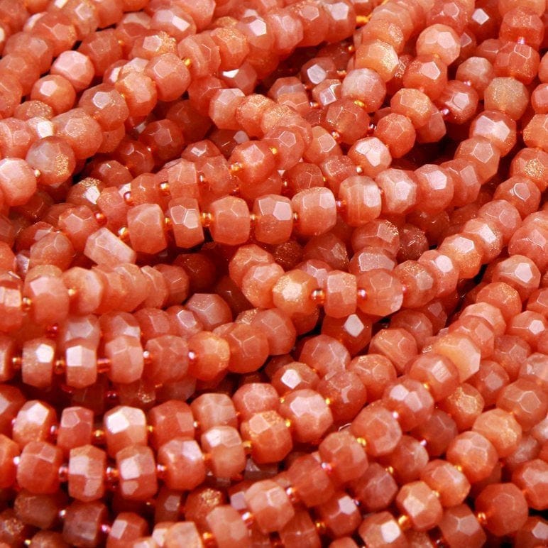 AAA Natural Sunstone Faceted Rondelle Beads 6mm 7mm 8mm 9mm 10mm Faceted Rondelle Nugget Beads 16" Strand