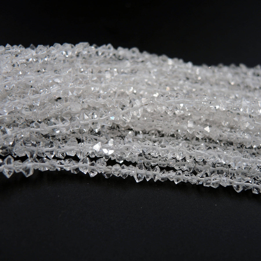 Natural Herkimer Diamond Quartz Beads Superior A Grade Super Clear Double Terminated Pointed Real Natural Quartz 16" Strand