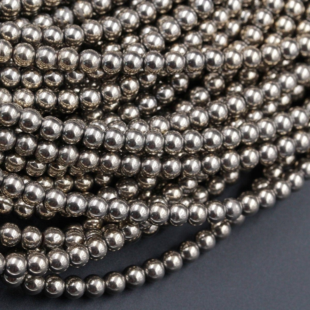 Titanium Pyrite 2mm 3mm 4mm 6mm 8mm 10mm Round Beads Plain Round