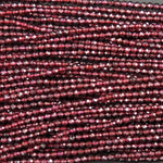 Micro Faceted Tiny Natural Red Garnet Round Beads 2mm 3mm Faceted Round Beads Diamond Cut Gemstone 16" Strand