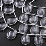 Natural Rock Quartz Teardrop Pendants Large Focal Beads Clear Gemstone 16" Strand