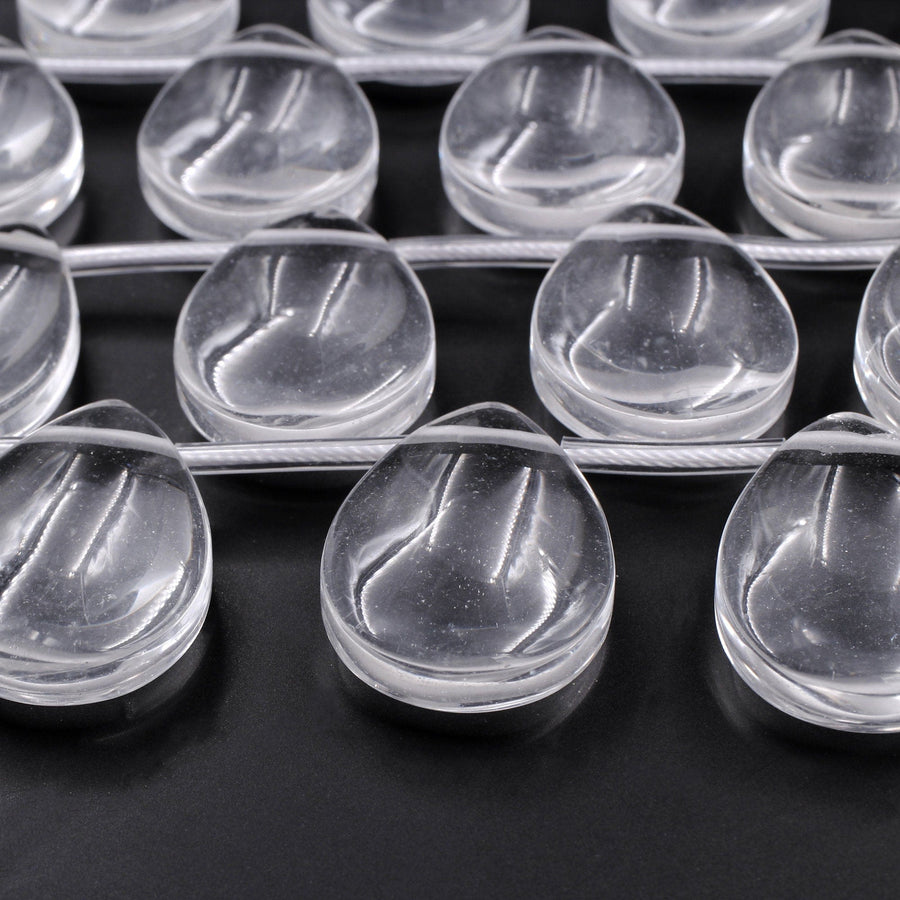 Natural Rock Quartz Teardrop Pendants Large Focal Beads Clear Gemstone 16" Strand