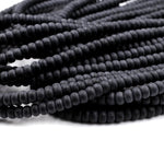 Matte Natural Onyx Rondelle 4mm 6mm 8mm Beads Quality Natural Black Gemstones 15.5" Strand