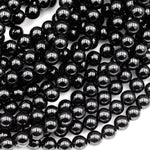 Genuine Natural Black Tourmaline Beads 4mm 6mm 8mm 10mm 12mm Round Beads A+ High Quality Black Gemstone Full 16" Strand