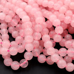 Natural Pink Rose Quartz 4mm 6mm 8mm Round Beads Smooth Polished Pastel Soft Baby Pink Gemstone 16" Strand