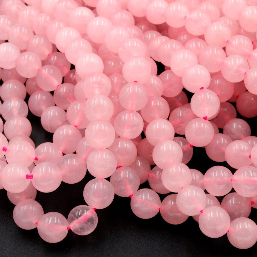 Natural Pink Rose Quartz 4mm 6mm 8mm Round Beads Smooth Polished Pastel Soft Baby Pink Gemstone 16" Strand