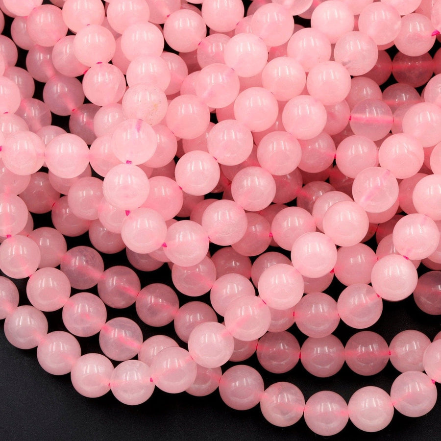 Natural Pink Rose Quartz 4mm 6mm 8mm Round Beads Smooth Polished Pastel Soft Baby Pink Gemstone 16" Strand