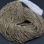 Titanium Pyrite Faceted 3mm x 2mm Rondelle beads Tiny Small Micro Faceted Rondelle Diamond Micro Cut Sparkling Natural Gemstone 16" Strand