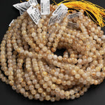 Natural Golden Rutile Quartz 4mm 6mm 8mm 12mm Round Beads Gold Yellow Rutilated Quartz Round Beads Tons of Sharp Rutile Hair Needle Strand