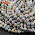 Rare K2 Beads 6mm 8mm 10mm 12mm Round Beads Natural Blue Azurite in Quartz Granite Drilled Smooth Polished Round Beads 16" Strand