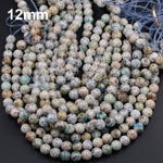 Rare K2 Beads 6mm 8mm 10mm 12mm Round Beads Natural Blue Azurite in Quartz Granite Drilled Smooth Polished Round Beads 16" Strand