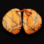 Drilled Rare Natural Utah Black Feather Jasper Earring Cabochon Cab Pair Freeform Matched Bead Pair American Jasper