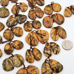 Drilled Rare Natural Utah Black Feather Jasper Earring Cabochon Cab Pair Freeform Matched Bead Pair American Jasper