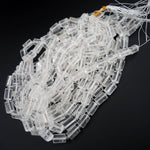 Natural Rock Crystal Quartz Beads Faceted Tube Cut 14mm Nugget Prestine White Beads 16" Strand