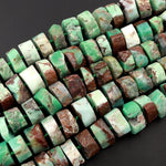 Huge Phenomenal Faceted Natural Australian Chrysoprase Beads Center Drilled Rondelle Wheel Saucer Hand Cut Graduated Nuggets 16" Strand