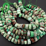 Huge Phenomenal Faceted Natural Australian Chrysoprase Beads Center Drilled Rondelle Wheel Saucer Hand Cut Graduated Nuggets 16" Strand