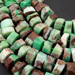 Huge Phenomenal Faceted Natural Australian Chrysoprase Beads Center Drilled Rondelle Wheel Saucer Hand Cut Graduated Nuggets 16" Strand