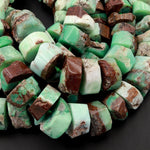 Huge Phenomenal Faceted Natural Australian Chrysoprase Beads Center Drilled Rondelle Wheel Saucer Hand Cut Graduated Nuggets 16" Strand