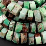 Huge Phenomenal Faceted Natural Australian Chrysoprase Beads Center Drilled Rondelle Wheel Saucer Hand Cut Graduated Nuggets 16" Strand