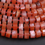 Rare Natural Moroccan Red Agate 12mm x 8mm Faceted Rondelle Beads Faceted Wheel Beads Red Agate 16" Strand