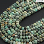 Natural African Turquoise 8mm 10mm 12mm Faceted Rondelle Large Rondelle Beads High Quality Earthy Blue Green Brown Gemstone 16" Strand