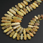 Large Natural Yellow Opal Beads Faceted Double Terminated Pointed Tips Healing Focal Pendant Bead African Opal Bicone Bullet 16" Strand