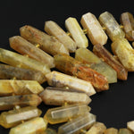 Large Natural Yellow Opal Beads Faceted Double Terminated Pointed Tips Healing Focal Pendant Bead African Opal Bicone Bullet 16" Strand