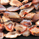 Rare Natural Condor Agate Beads Large Faceted Focal Pendant Quality Freeform Geode Slice Shape 15.5" Strand