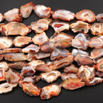 Rare Natural Condor Agate Beads Large Faceted Focal Pendant Quality Freeform Geode Slice Shape 15.5" Strand